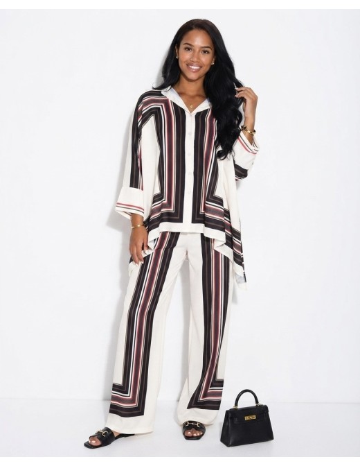 ENSEMBLE CHEMISE + PANTALON RAYURES GRAPHIQUES - FEMME