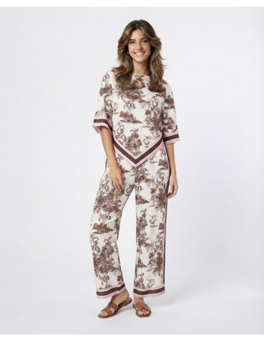 ENSEMBLE FLUIDE IMPRIMÉ ROSE – FEMME