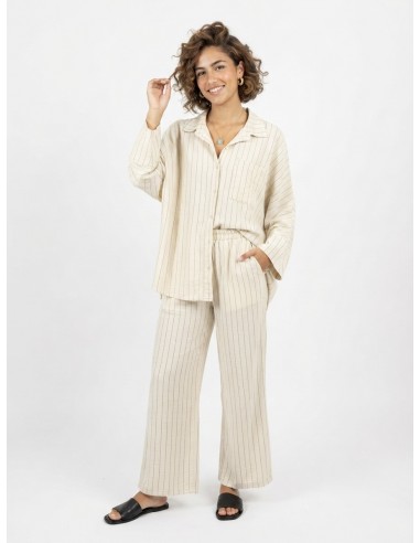 ENSEMBLE CHEMISE + PANTALON RAYÉ ÉCRU...