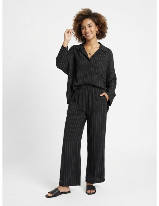 ENSEMBLE CHEMISE + PANTALON RAYÉ NOIR - FEMME