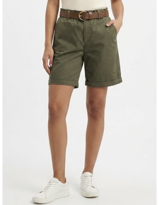 SHORT CHINO KAKI AVEC CEINTURE - FEMME