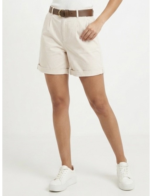 SHORT CHINO BEIGE AVEC CEINTURE - FEMME