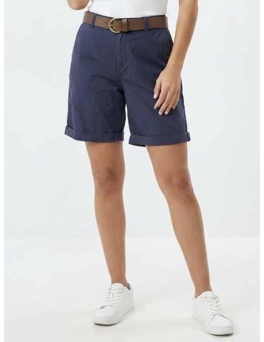 SHORT CHINO BLEU MARINE AVEC CEINTURE - FEMME