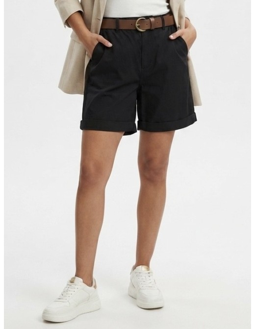 SHORT CHINO NOIR AVEC CEINTURE - FEMME