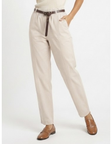 PANTALON CARROT ET CEINTURE BEIGE -...