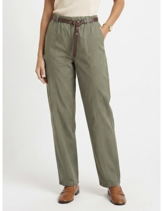 PANTALON CARROT ET CEINTURE KAKI - FEMME