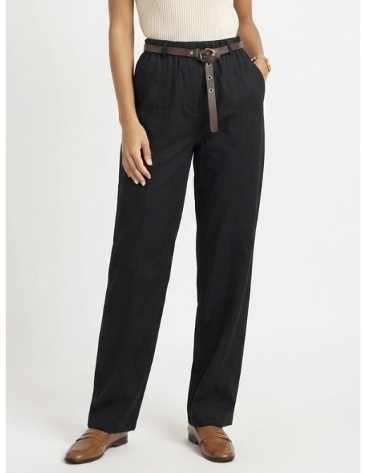 PANTALON CARROT ET CEINTURE NOIR - FEMME
