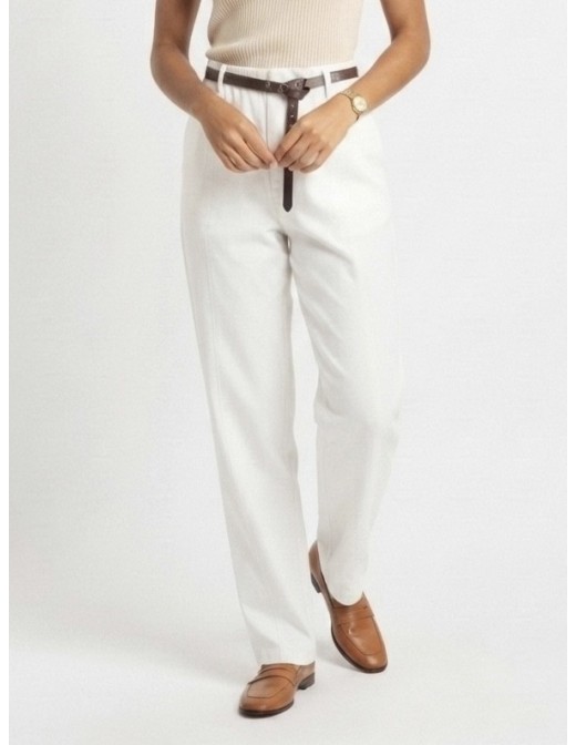 PANTALON CARROT ET CEINTURE BLANC - FEMME