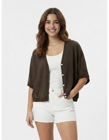 GILET OVERSIZE CHOCOLAT - FEMME
