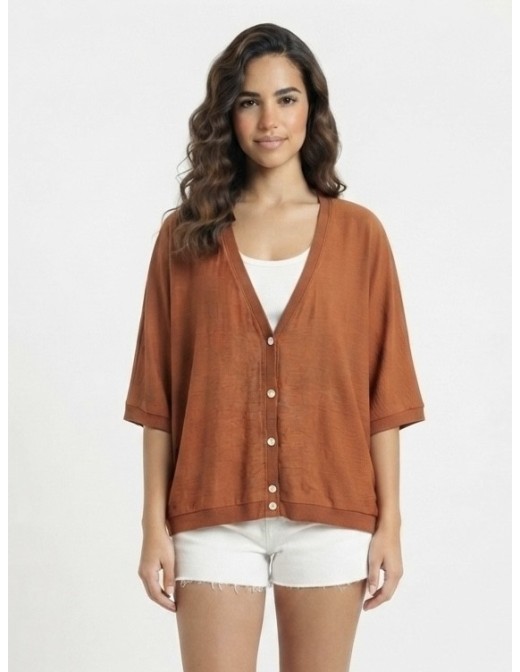 GILET OVERSIZE TERRACOTTA - FEMME