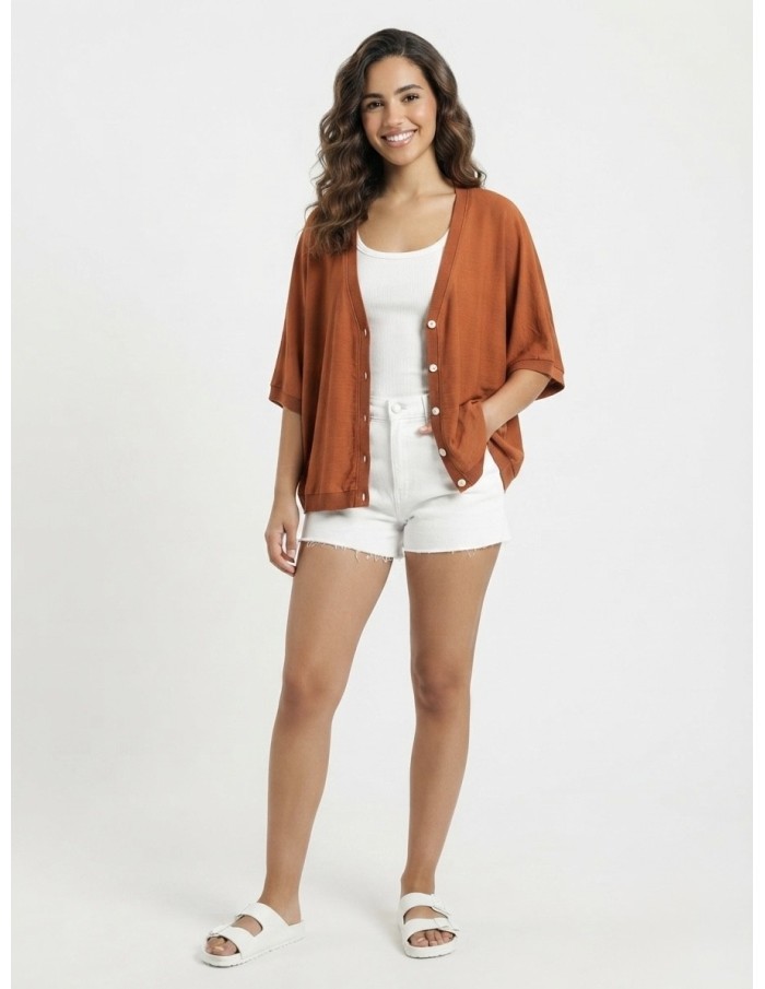 GILET OVERSIZE TERRACOTTA - FEMME