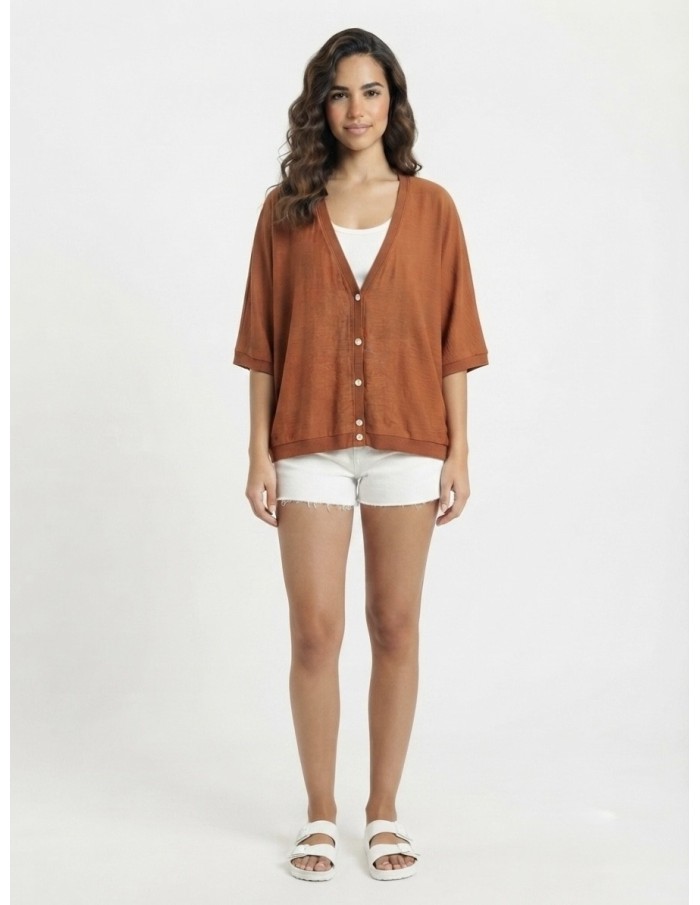 GILET OVERSIZE TERRACOTTA - FEMME