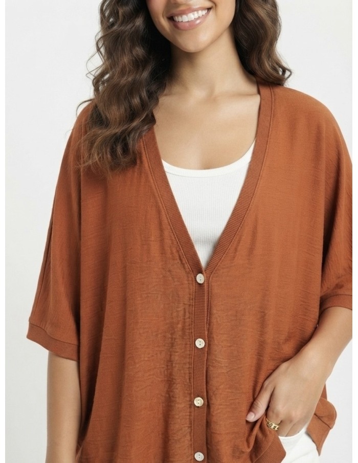 GILET OVERSIZE TERRACOTTA - FEMME