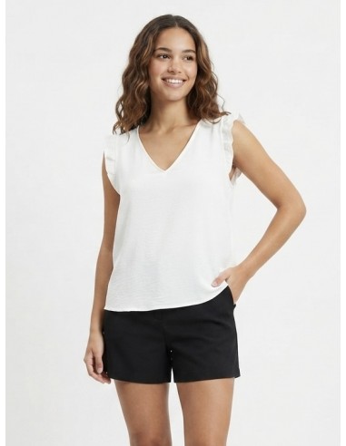 TOP FLUIDE BLANC À DÉTAILS VOLANTS -...