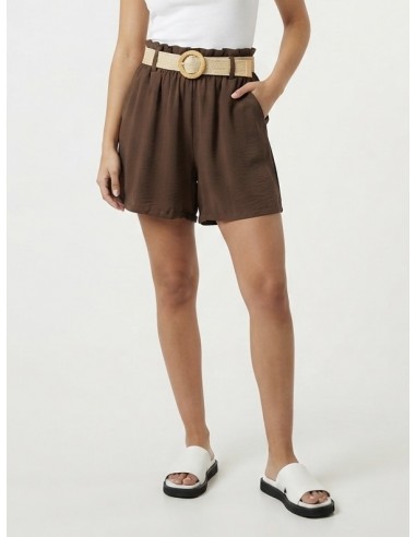 SHORT FLUIDE CHOCOLAT AVEC CEINTURE...