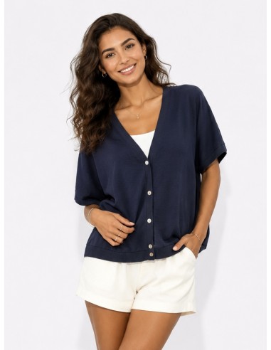 GILET OVERSIZE BLEU MARINE - FEMME