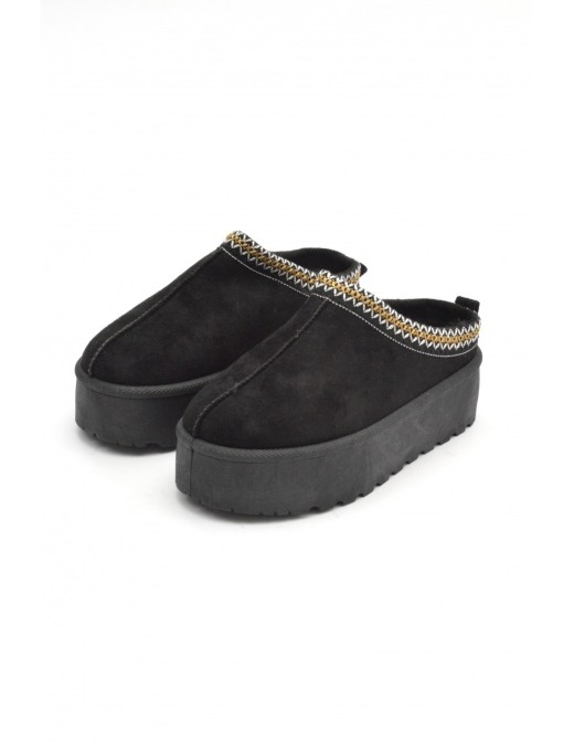 Bottines chaussons en velours compensés noires - femme - 36 à 41 - Accueil 2
