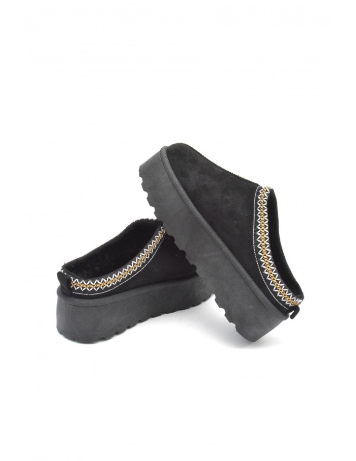 Bottines chaussons en velours compensés noires - femme - 36 à 41 - Accueil
