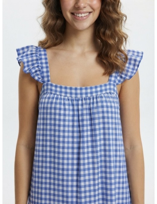 ROBE LONGUE VICHY BLEU ET NŒUD DOS - FEMME 2