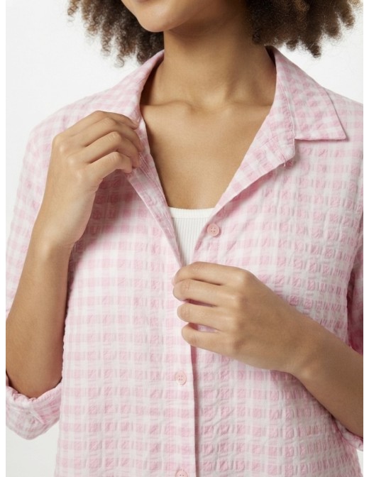 CHEMISE VICHY TEXTURÉ ROSE - FEMME 2
