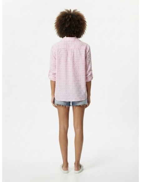 CHEMISE VICHY TEXTURÉ ROSE - FEMME