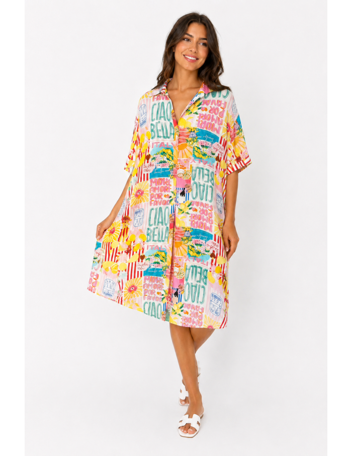 ROBE "CIAO BELLA" IMPRIMÉ ITALIE  - FEMME