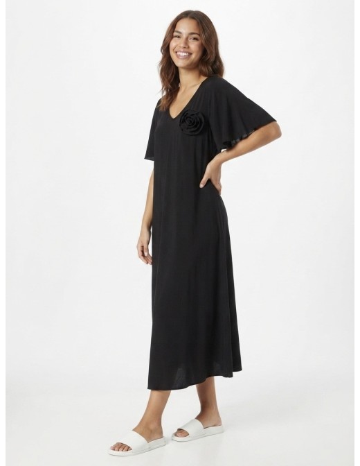 ROBE NOIRE DÉTAIL ROSE FLEURIE - FEMME
