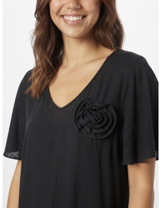 ROBE NOIRE DÉTAIL ROSE FLEURIE - FEMME 2