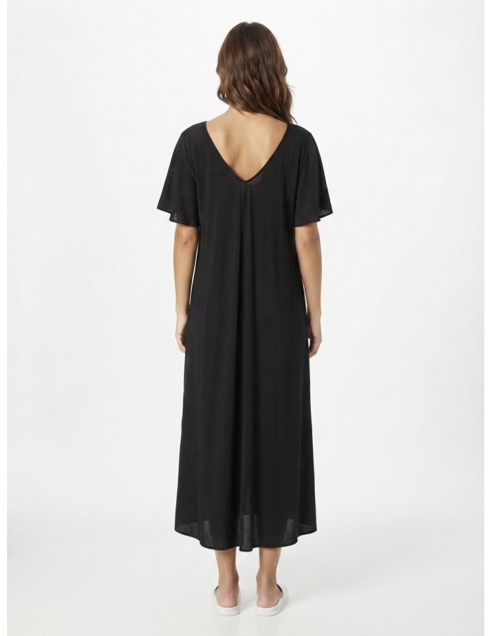 ROBE NOIRE DÉTAIL ROSE FLEURIE - FEMME