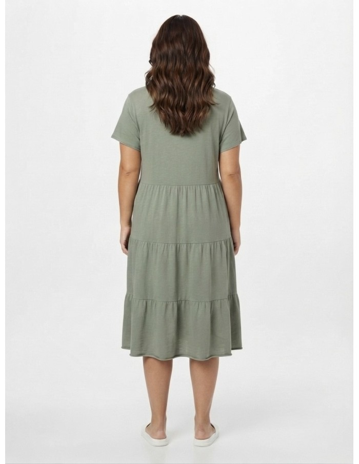 ROBE VERTE À VOLANTS  - FEMME