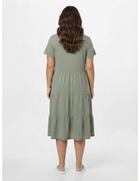 ROBE VERTE À VOLANTS  - FEMME