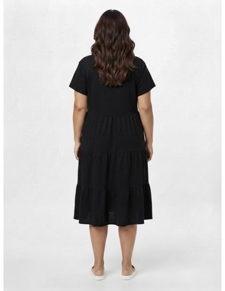 ROBE NOIRE À VOLANTS  - FEMME