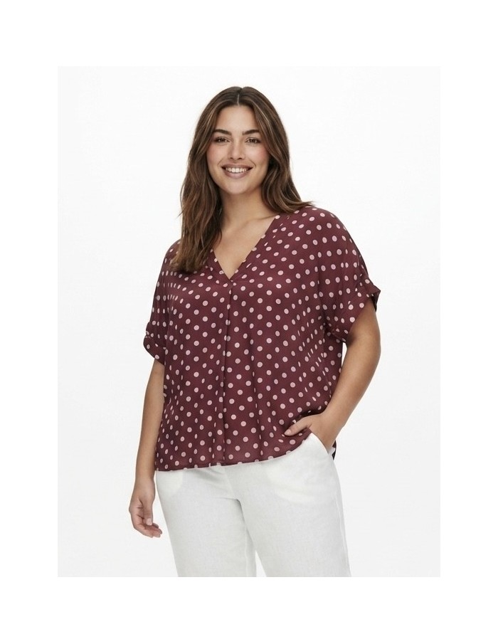 TOP FLUIDE BORDEAUX À POIS - FEMME