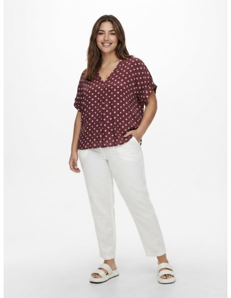 TOP FLUIDE BORDEAUX À POIS - FEMME