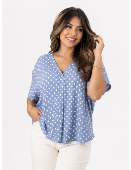 TOP FLUIDE BLEU À POIS - FEMME