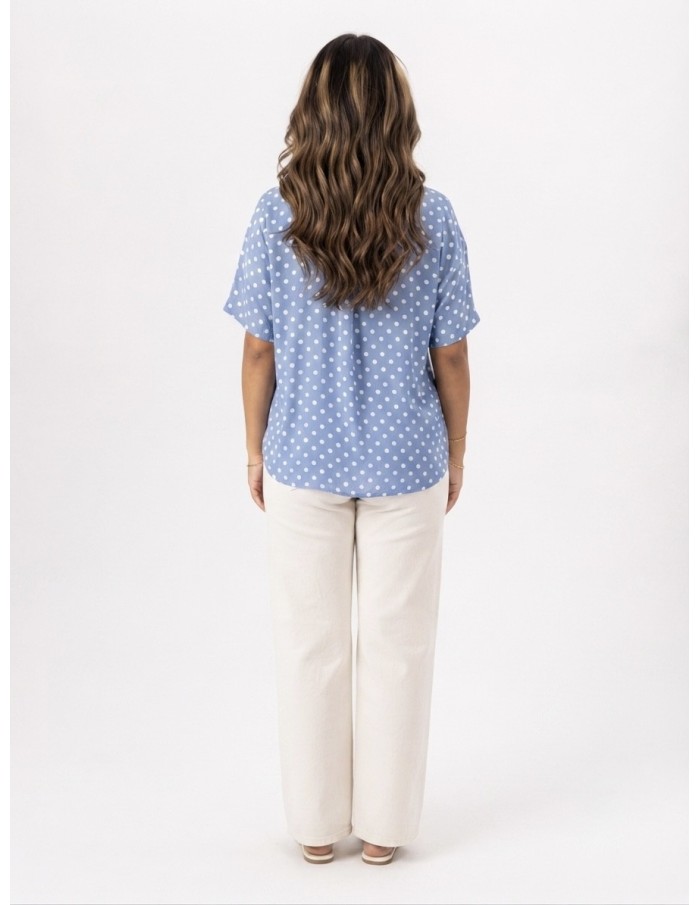 TOP FLUIDE BLEU À POIS - FEMME