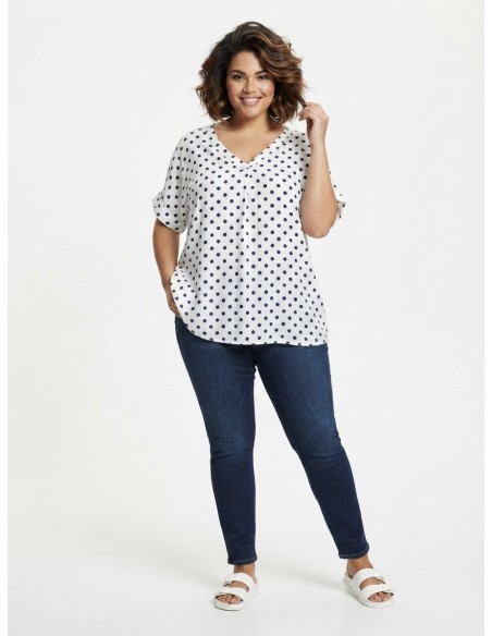 TOP FLUIDE BLANC À POIS - FEMME