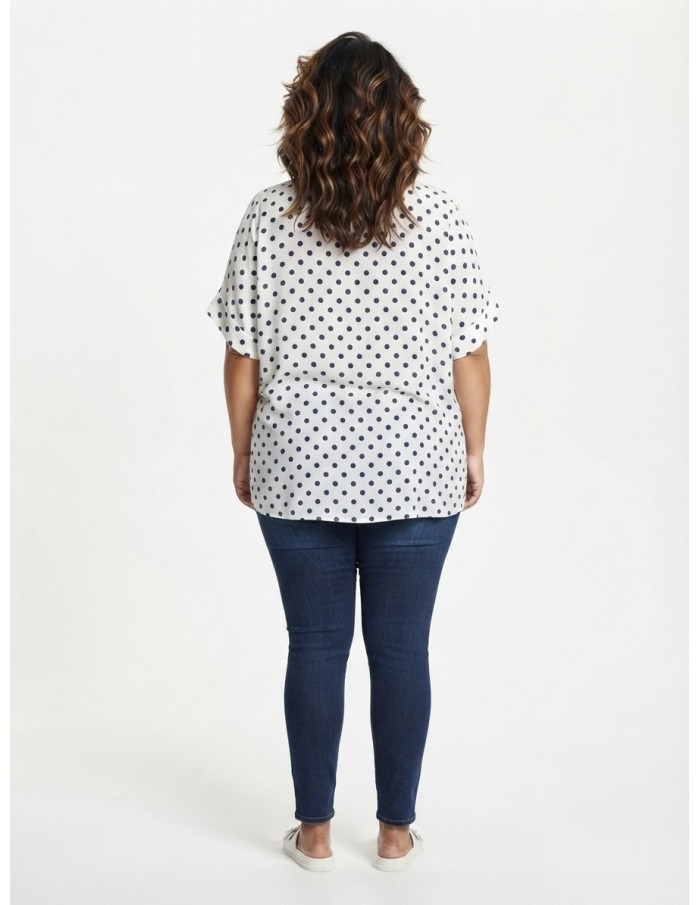 TOP FLUIDE BLANC À POIS - FEMME