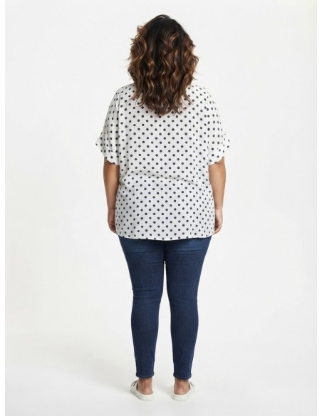 TOP FLUIDE BLANC À POIS - FEMME