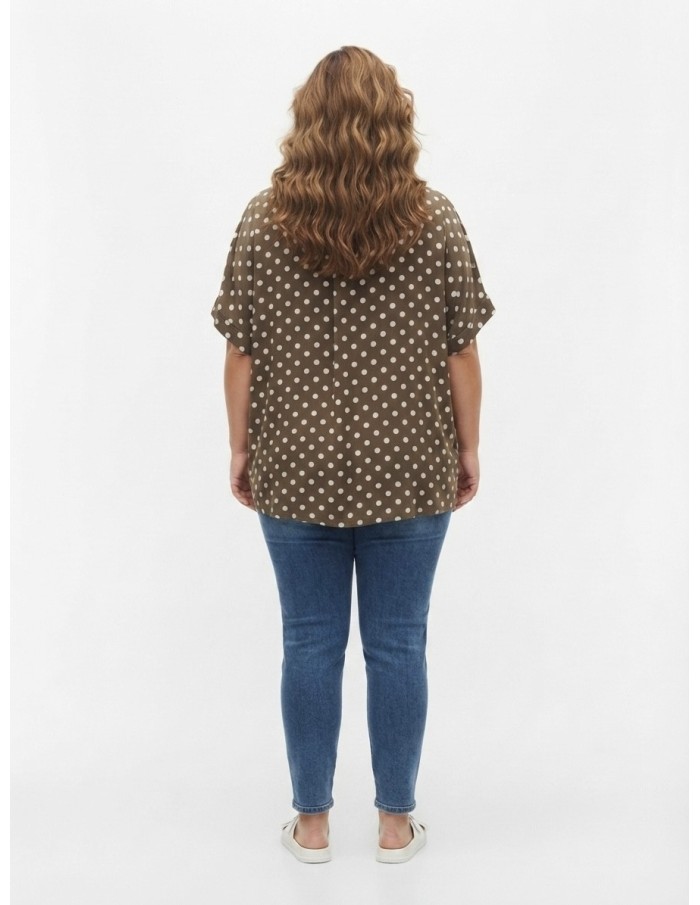 TOP FLUIDE MARRON À POIS - FEMME