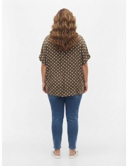 TOP FLUIDE MARRON À POIS - FEMME