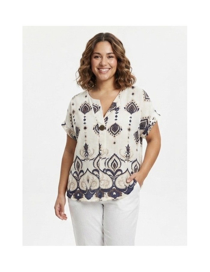 TOP BOHÈME ÉCRU À MOTIFS PAISLEY - FEMME