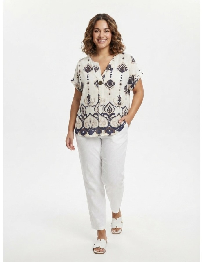 TOP BOHÈME ÉCRU À MOTIFS PAISLEY - FEMME