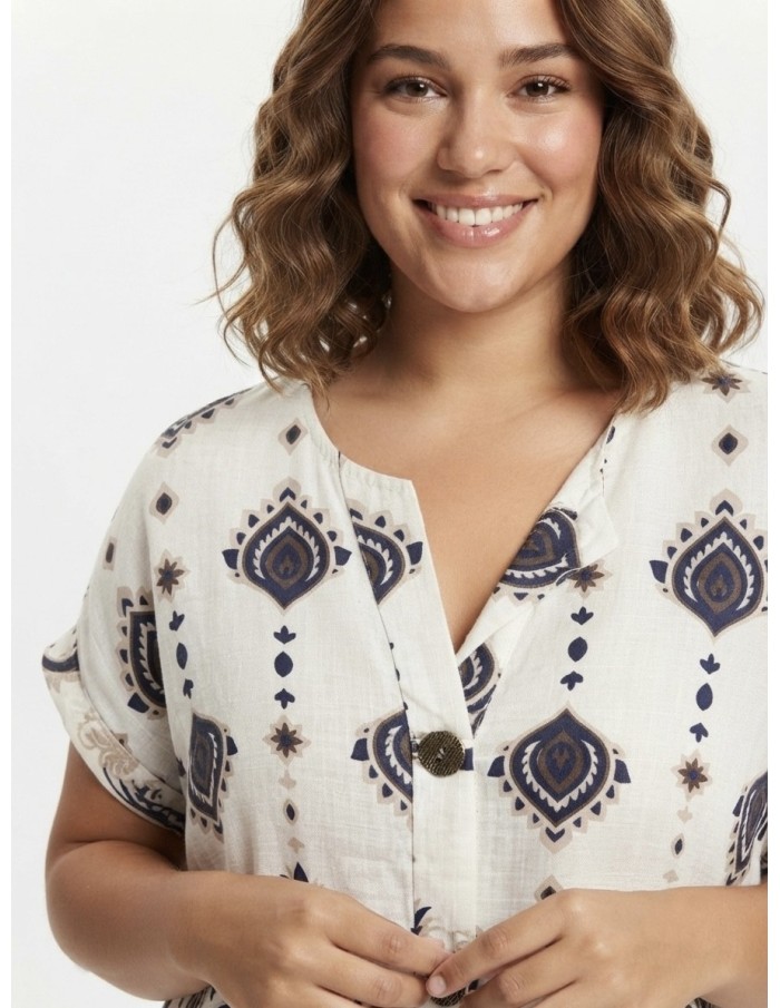 TOP BOHÈME ÉCRU À MOTIFS PAISLEY - FEMME