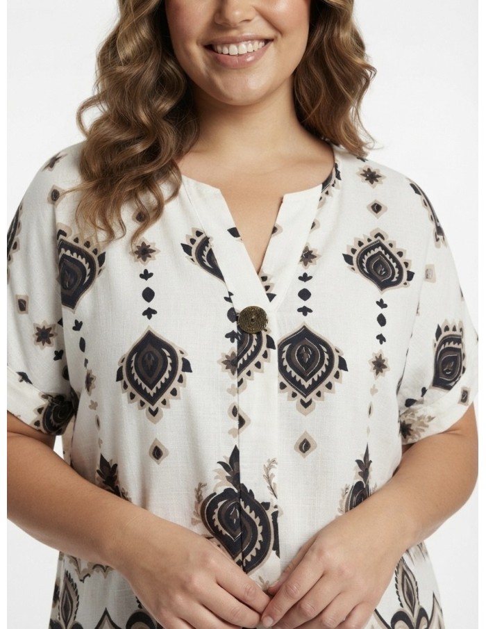 TOP BOHÈME ÉCRU À MOTIFS PAISLEY - FEMME