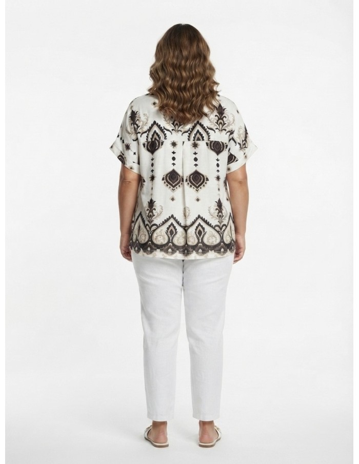 TOP BOHÈME ÉCRU À MOTIFS PAISLEY - FEMME