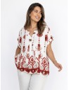 TOP BOHÈME ROUGE À MOTIFS PAISLEY - FEMME