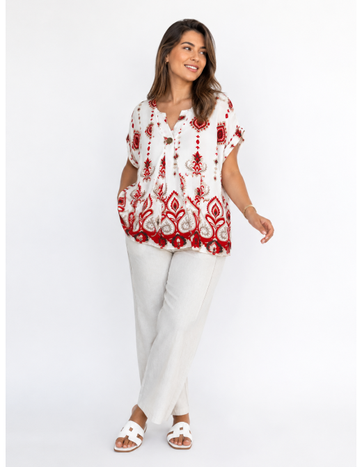 TOP BOHÈME ROUGE À MOTIFS PAISLEY - FEMME 2