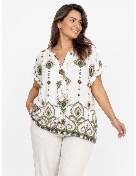 TOP BOHÈME VERT À MOTIFS PAISLEY - FEMME