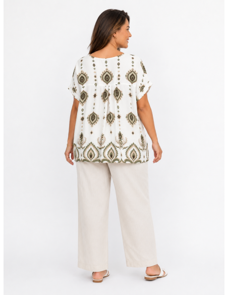 TOP BOHÈME VERT À MOTIFS PAISLEY - FEMME